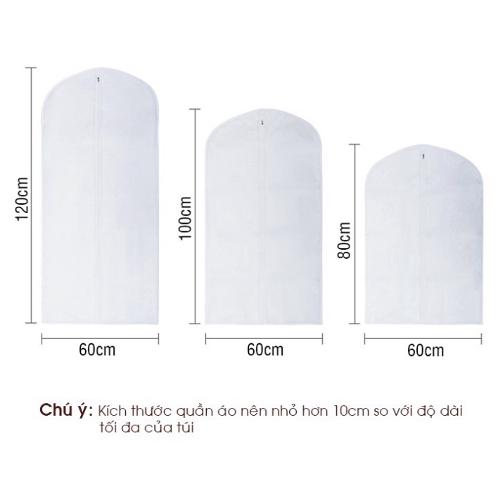 Túi bọc quần áo treo tủ chống bui, chống nước, có khóa kéo ở giữa (LH3)
