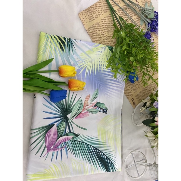 Vải lụa satin, hoạ tiết, mềm mịn, co giản, dày dặn có thể may độ bộ, áo dài, quần....(có lỗi gốc nhỏ)