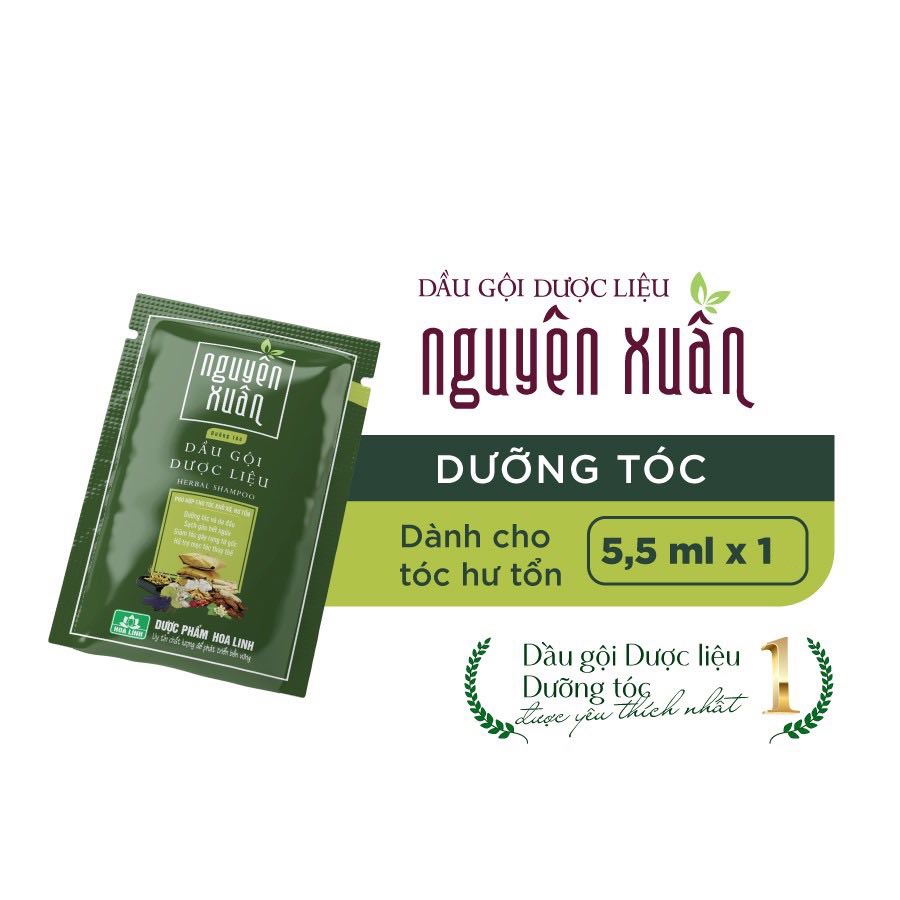 Dầu gội dược liệu Nguyên Xuân Dưỡng Tóc (Xanh lá) - Giúp dưỡng tóc, dành cho tóc hư tổn - Dược phẩm Hoa Linh