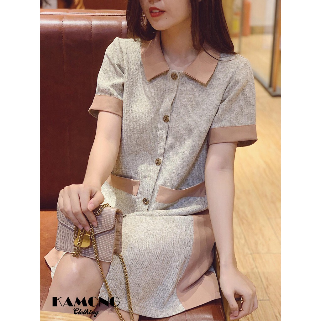 [Mã KAMO1910M giảm 20k đơn 199k] [HÌNH THẬT] ĐẦM CỔ SEN PHỐI 2 MÀU (KEM) | BigBuy360 - bigbuy360.vn