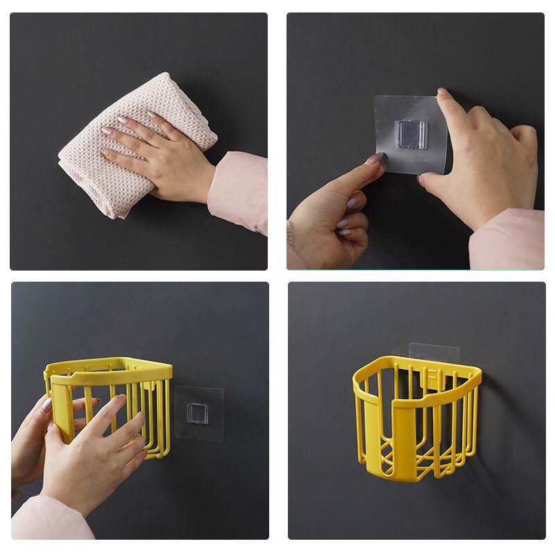 Giỏ đựng giấy vệ sinh dán tường - Tặng kèm móc dán