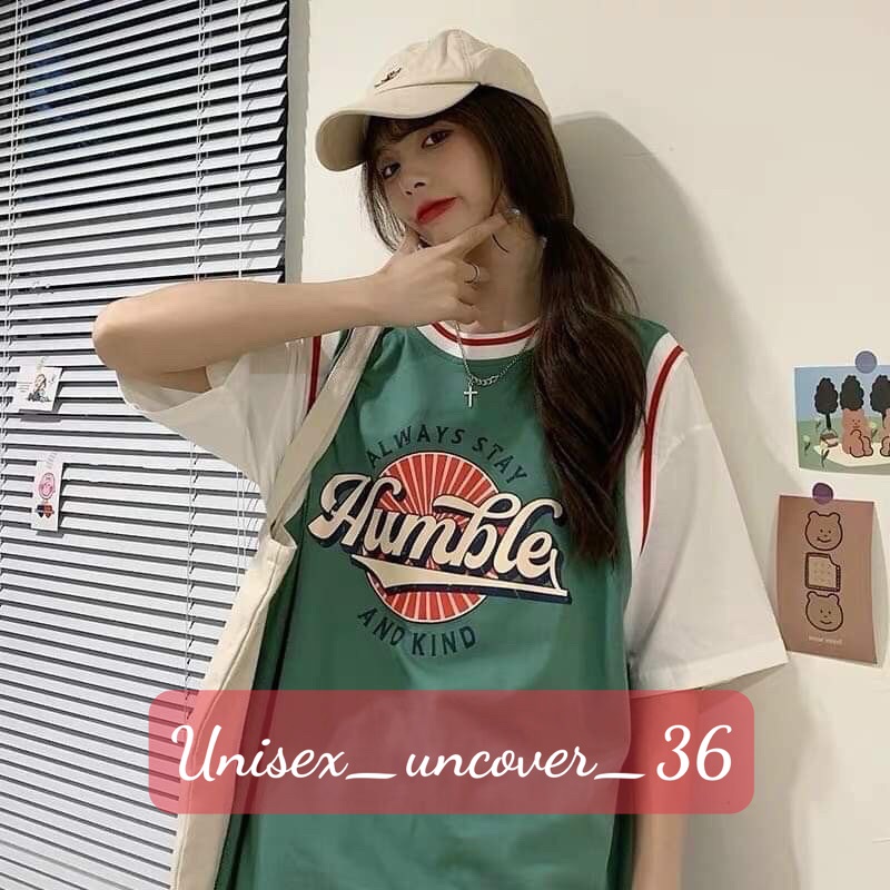 [Mã FAMARAL1 giảm 10K đơn 50K] [BÁN SỈ] Aó Thun Phối Tay Chữ HUMBLE UNISEX Chất cotton Mát Mịn