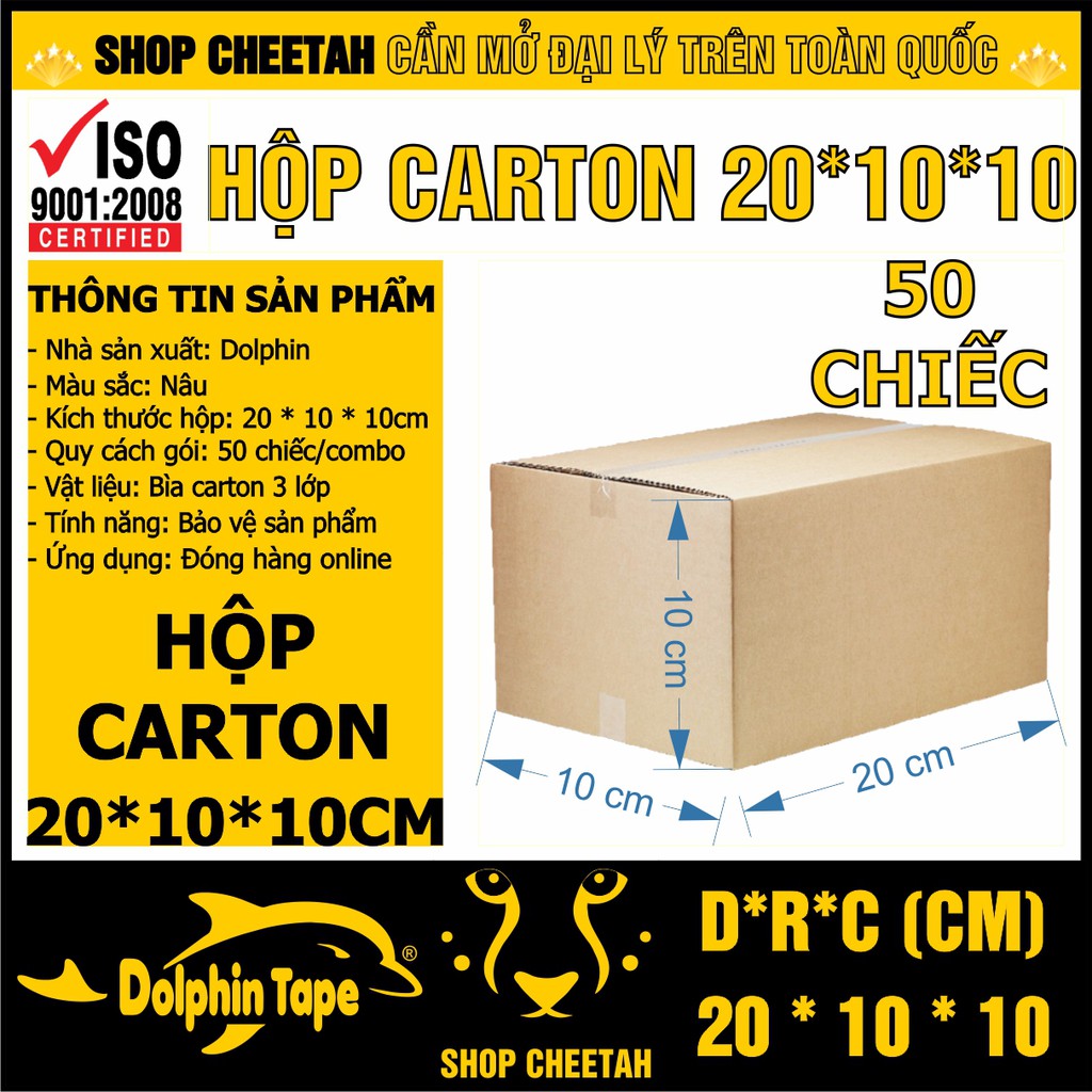 [20cm x 10cm x 10cm] Hộp carton combo 50 chiếc – Dùng trong công tác đóng hàng hỗ trợ vận chuyển