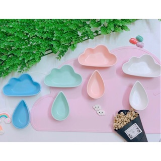 Đĩa sứ hình đám mây, giọt nước cho bé ăn dặm