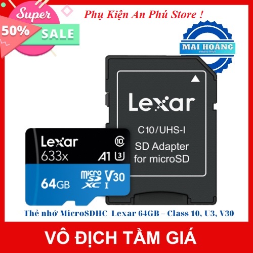 Thẻ nhớ LEXAR Chính hãng 64Gb32Gb  Yoosee U3, Class 10 -Chuyên dụng Camera ip, camera hành trình, Điện thoại