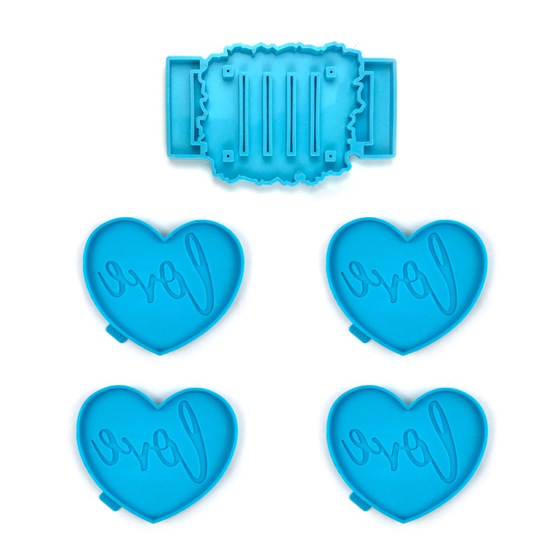 1 Bộ Khuôn Silicone Làm Đế Lót Ly Hình Trái Tim Làm Thủ Công