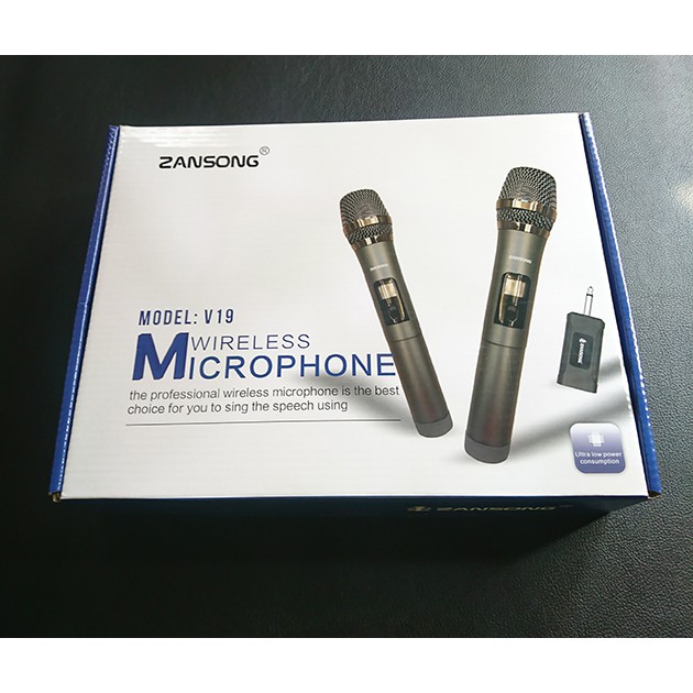 Bộ 02 Micro Karaoke V19 không dây kết nối nhạy âm thanh ấm và tương thích nhiều loại loa