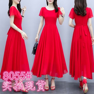 Đầm trơn mỏng dài qua gối form rộng size lớn cho nữ