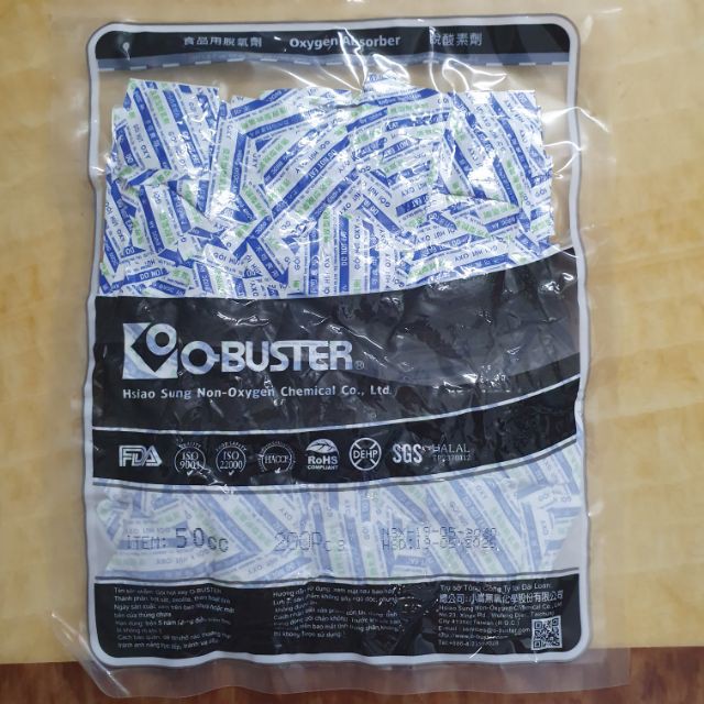 200 Túi hút ẩm cao cấp túi hút oxy - Silica gel gói hút ẩm túi hút ẩm oxy o-buster buster 50cc