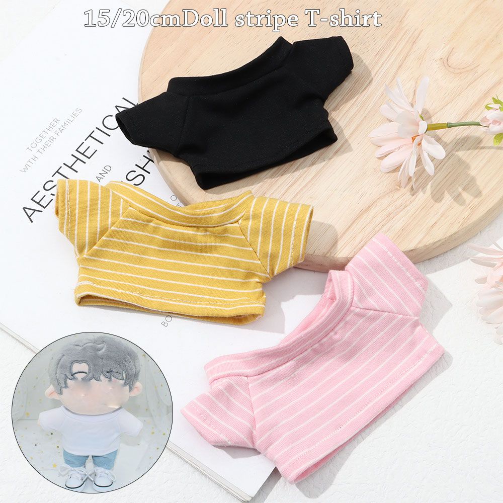 Áo thun cotton ngắn tay kẻ sọc ngang 20cm thay đổi cho búp bê