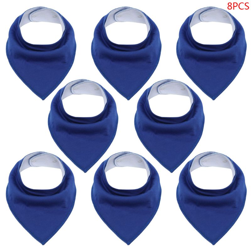 Set 8 Yếm Ăn Cotton Hình Tam Giác Màu Sắc Trơn Dành Cho Bé