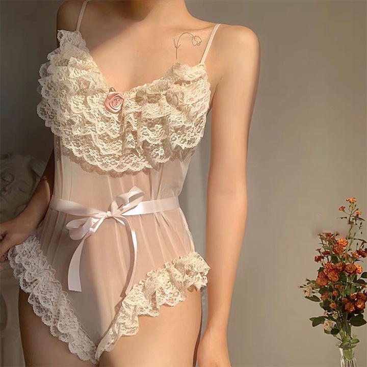 Bodysuit sexy đính hoa ren bèo ngực quyến rũ BT003