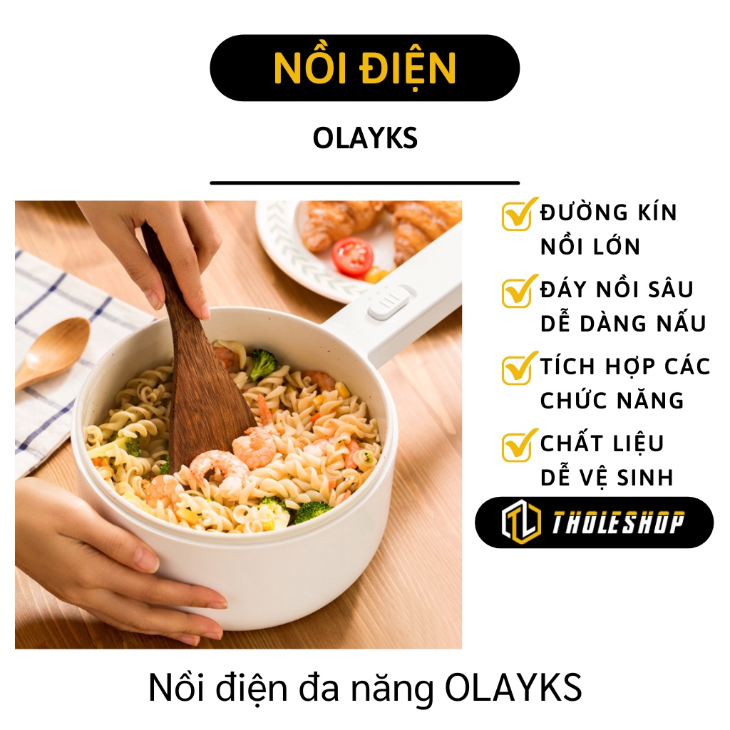 Nồi Điện Đa Năng - Nồi Nấu Lẩu, Nấu Mì, Rán, Hấp Mini OLAYKS, Dung Tích 2L 9597