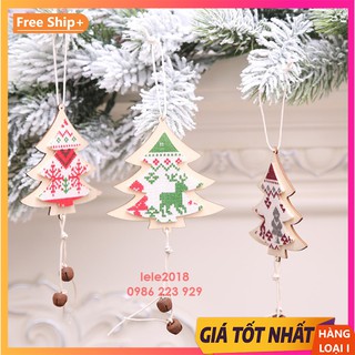 Phụ kiện gỗ vải hình cây thông Noel trang trí giáng sinh