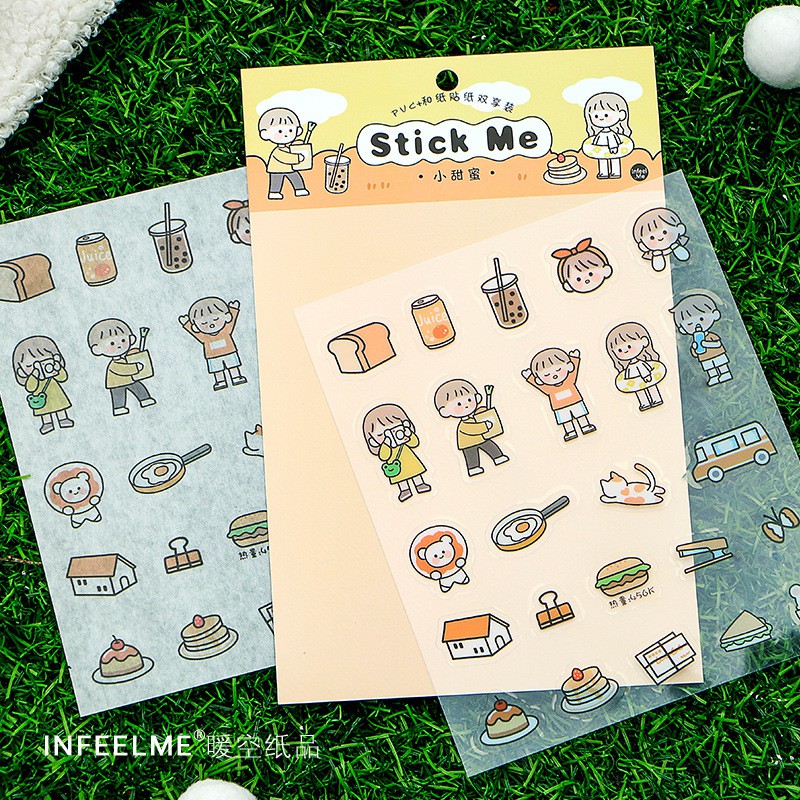 Sticker - Bảng Sticker Cô Gái Nhỏ Nhắn Và Chàng Trai Đáng Yêu Stick Me Trang Trí DIY