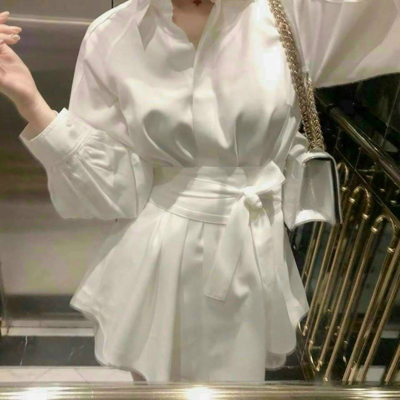 Set đầm sơ mi cột eo