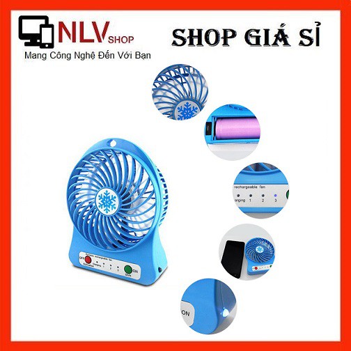 Quạt 3 chế độ mini siêu mát kèm pin cáp sạc - Loại 1