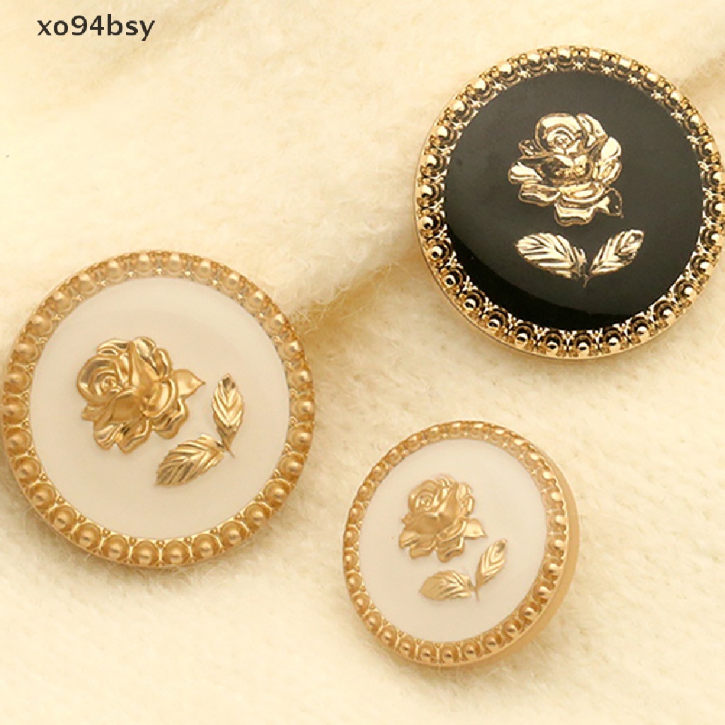 Set 6 Nút Áo Hình Hoa Hồng Bằng Kim Loại xo94bsy Dành Cho Nữ