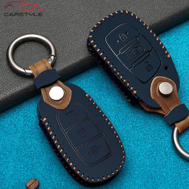 Bao da khóa Hyundai Santafe 2019, Accent,Kona, Santafe 2020 ....ốp chìa khóa carbon cho xe ô tô Mitshubitshi,KIA