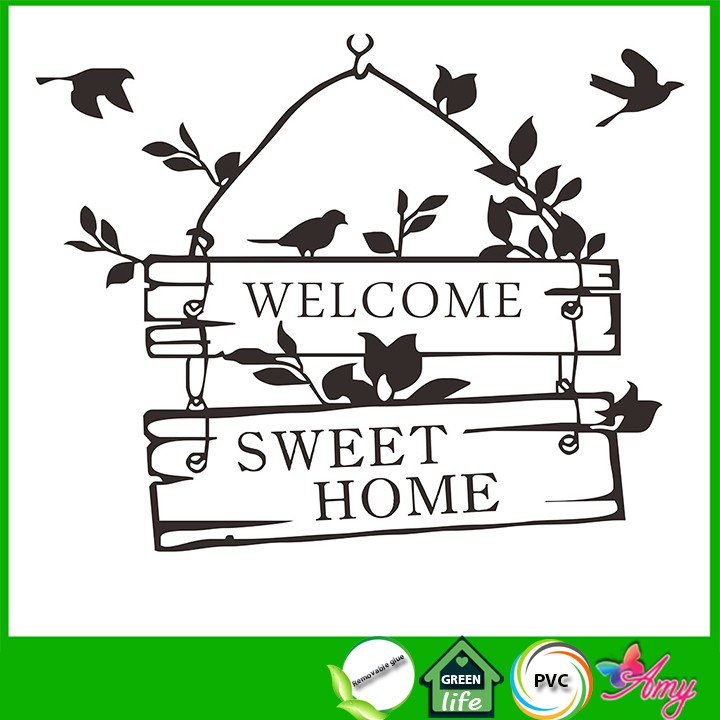Decal dán tường 3D Welcome sweet home (44 x 58 cm)