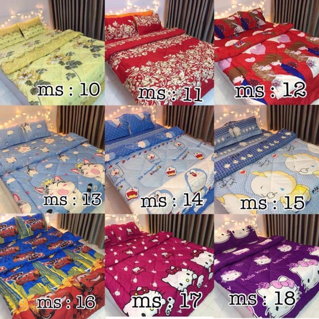 Bộ chăn phao kèm ga chun 2 vỏ gối cotton poly | BigBuy360 - bigbuy360.vn