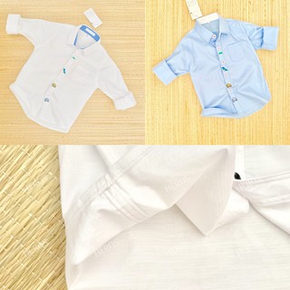 Combo 2 áo sơ mi trẻ em cotton tay dài hoạ tiết cúc