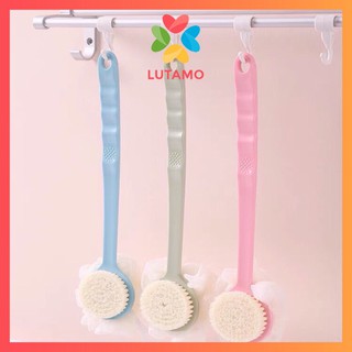 Bông Tắm Tạo Bọt, Chà Lưng Kì Ghét, Tẩy Da Chết Cán Dài Cầm Tay 2 Tác Dụng LUTAMO BT3782
