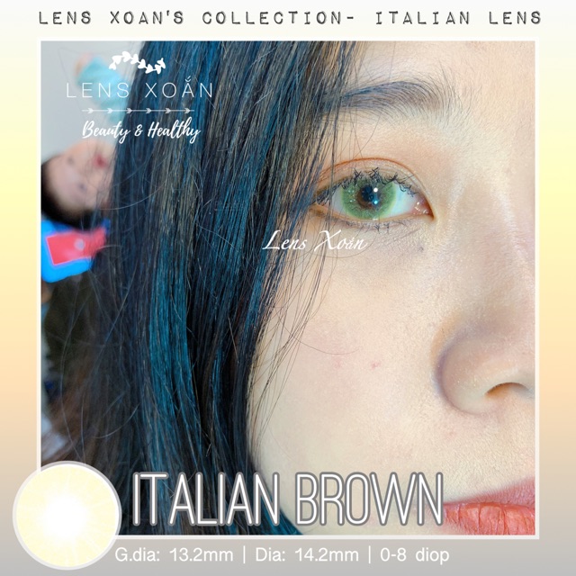 ÁP TRÒNG ITALIAN BROWN ( LENS XOẮN): NÂU RÊU VÀNG SÁNG