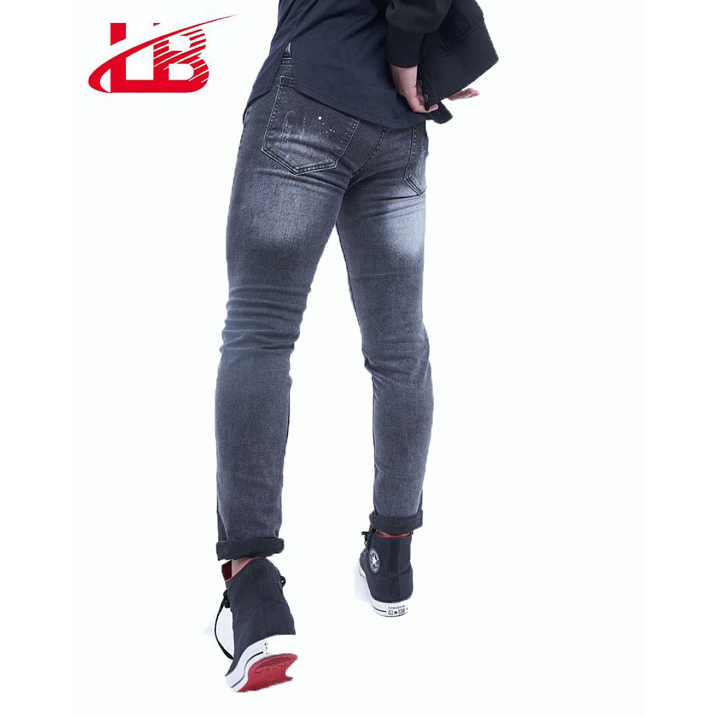 Quần jean nam LB, vải jean denim co giãn, màu xám trơn thời trang vải sơn, phom slim fit DNBB6523 | BigBuy360 - bigbuy360.vn