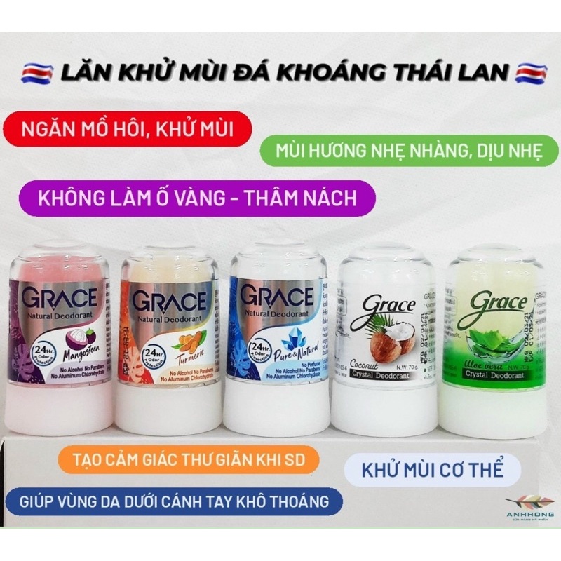 Mẫu Mới - Lăn Khử Mùi Phèn Chua Tự Nhiên Thái Lan Khử Mùi Hiệu Quả Không Kích Ứng 50G