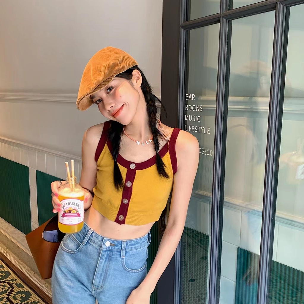 SUXI Áo Dệt Kim Không Tay Dáng Ôm Thời Trang Mùa Hè Giản Dị Quyến Rũ Dành Cho Nữ