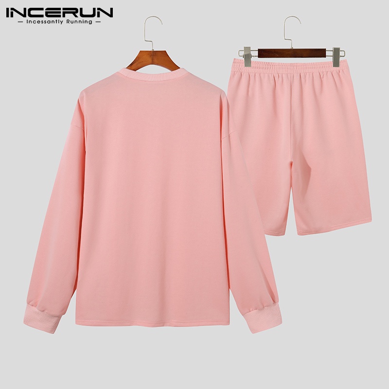 Bộ áo sweater tay dài + quần short INCERUN thời trang trẻ trung cho nam