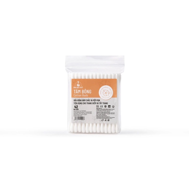 Tăm bông Bạch Tuyết (Người lớn) Cotton Buds giúp vệ sinh, lấy ráy tai, trang điểm - Lốc 10 gói