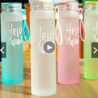 💥 XÃ KHO💥 Bình nước thủy tinh Hello Master  (được chọn màu)