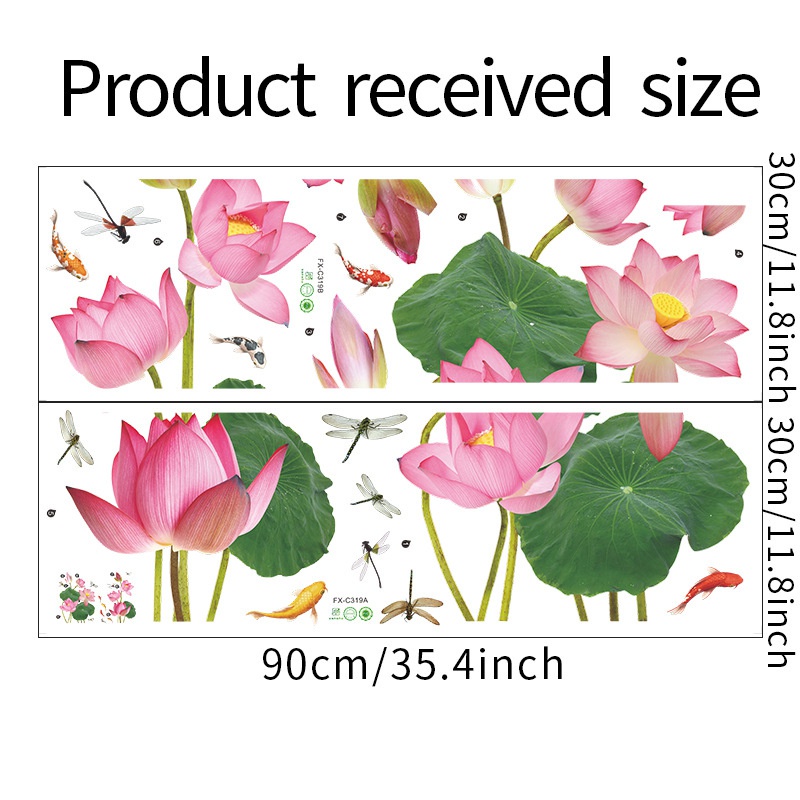 Set 2 Miếng Dán Tường Trang Trí Hình Hoa Sen/Chuồn Chuồn/Chuồn Chuồn Đẹp Mắt