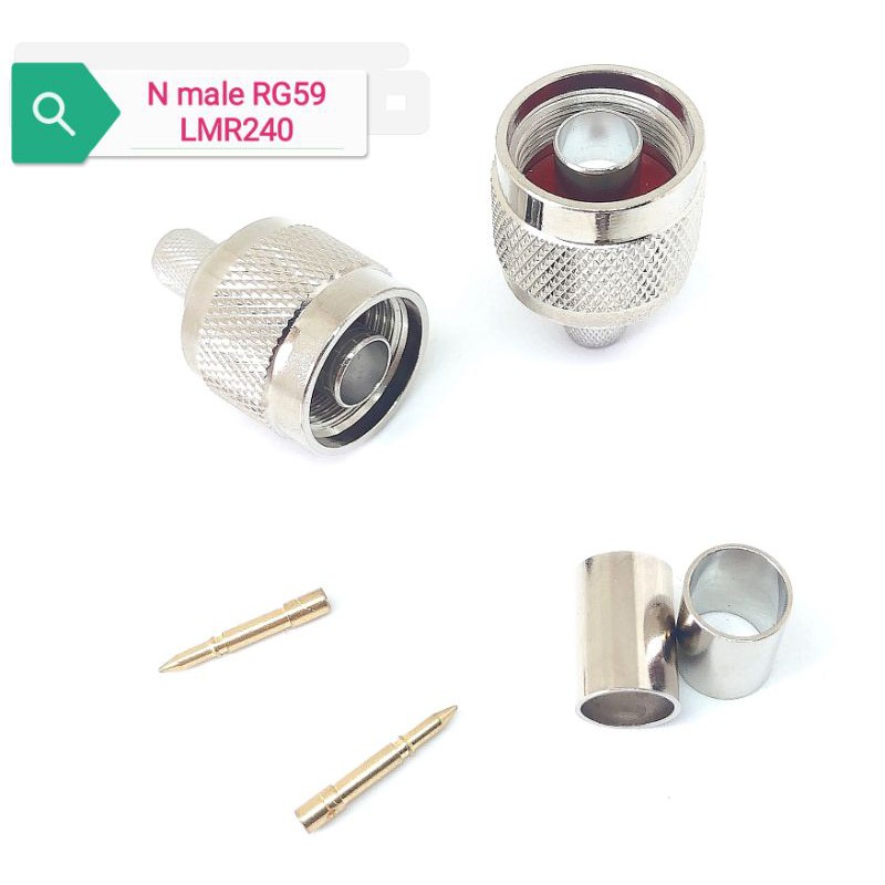 Đầu N male đực thẳng nối cáp đồng trục RG59 LMR240