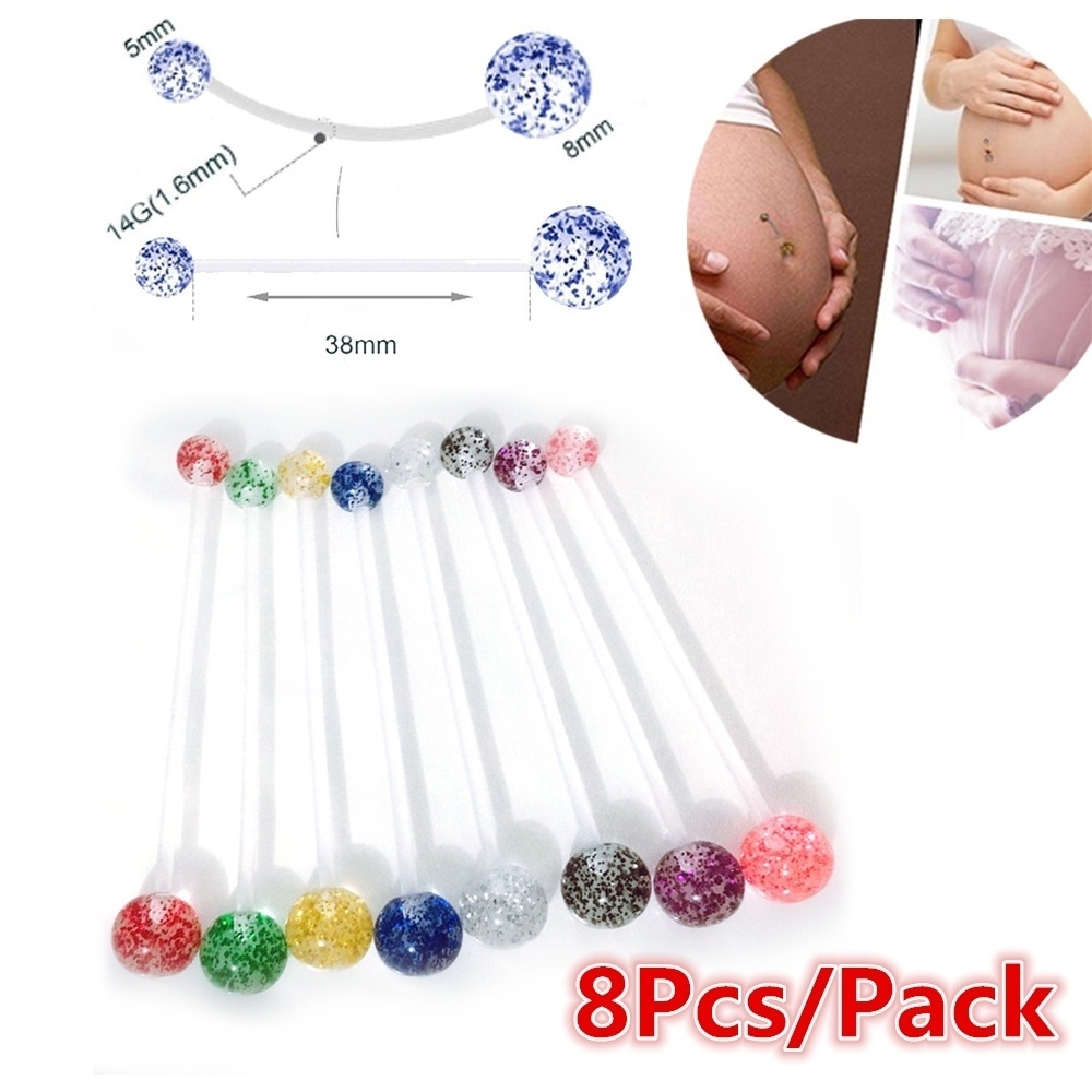 Bộ 8 Khuyên Rốn 14G Chống Dị Ứng Nhiều Màu Sắc