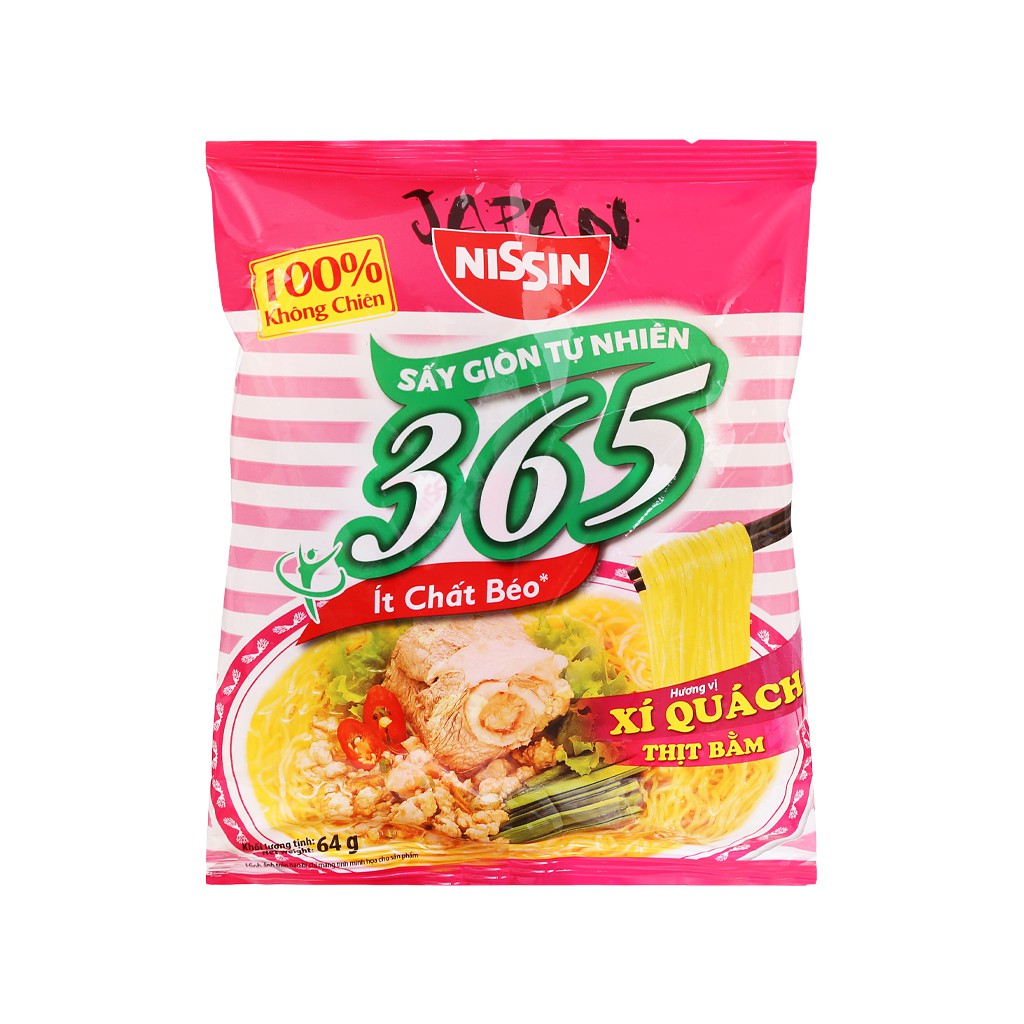 10 GÓI Mì không chiên Nissin 365 hương vị xí quách thịt bằm gói 64g