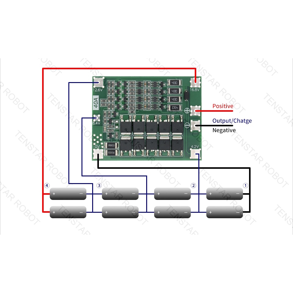 Bảng Mạch Sạc Pin lithium 4 Dây 4s 40a 18650 bms Với Mô Đun Cân Bằng Cho Động Cơ Khoan 14.8v 16.8v lipo