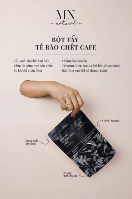 [CHÍNH HÃNG] BỘT TẨY TẾ BÀO CHẾT CAFE MN NATURAL - Ủ TRẮNG CAFE TOP 1 THỊ TRƯỜNG