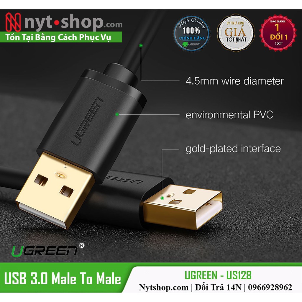 Cáp USB 3.0 Male To Male Cao Cấp | UGREEN US128 Chính Hãng