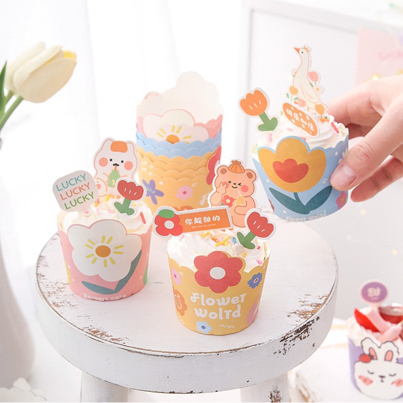 Khuôn giấy cupcake 25 cái có thể nướng trực tiếp trong lò nướng