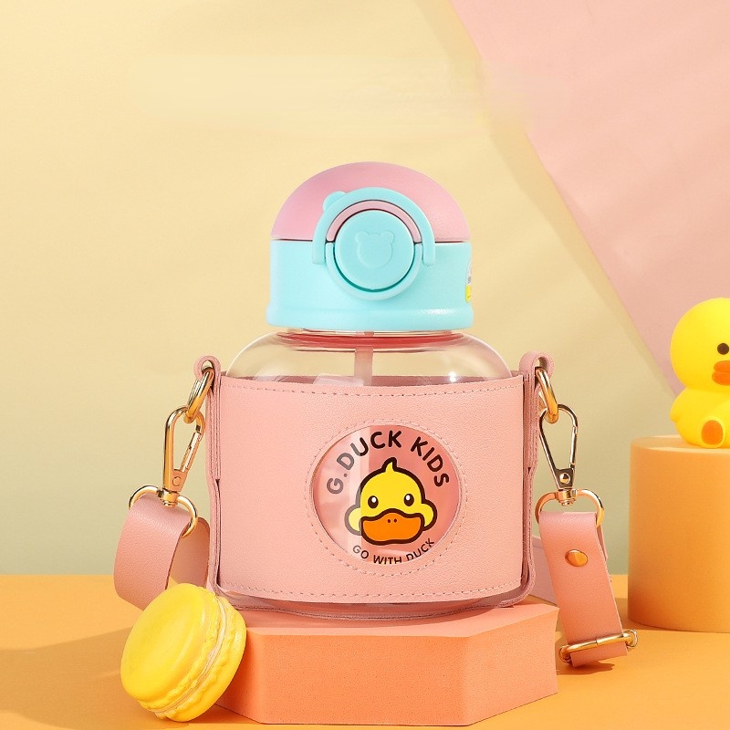 ONLY HOUSE Bình Nước Nhựa Họa Tiết Hoạt Hình Có Ống Hút Sang Trọng Cho Nam Nữ