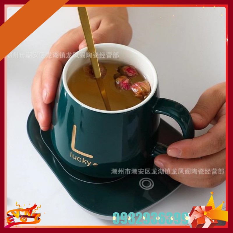 (HOT) Bộ Cốc Giữ Nhiệt Hâm Nóng Đồ Uống Kèm Đế Hâm Nóng – Máy Làm Nóng Café – Đế Hâm Nóng Trà, Sữa