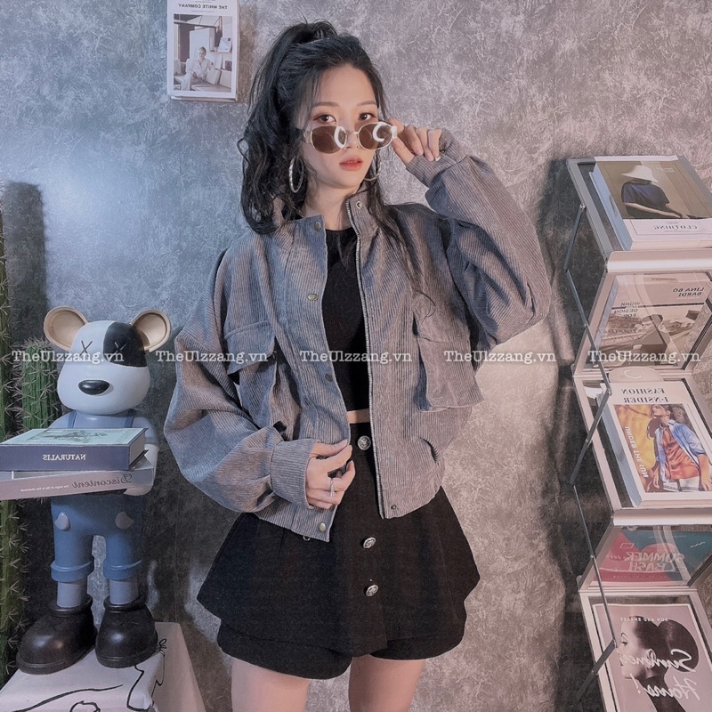Áo khoác nam nữ nhung Tăm quảng châu form rộng cánh dơi 2 khóa hàng unisex CỔ CAO 2 TÚI HỘP HT - NT1013