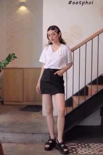 Áo trơn Basic Tee nhiều màu cổ tim xb