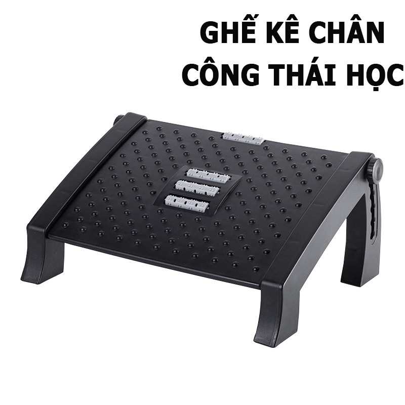 Ghế Kê Chân Văn Phòng Điều Chỉnh 6 Mức Chiều Cao; Giá Gác Chân Công Thái Học Chống Đau Mỏi