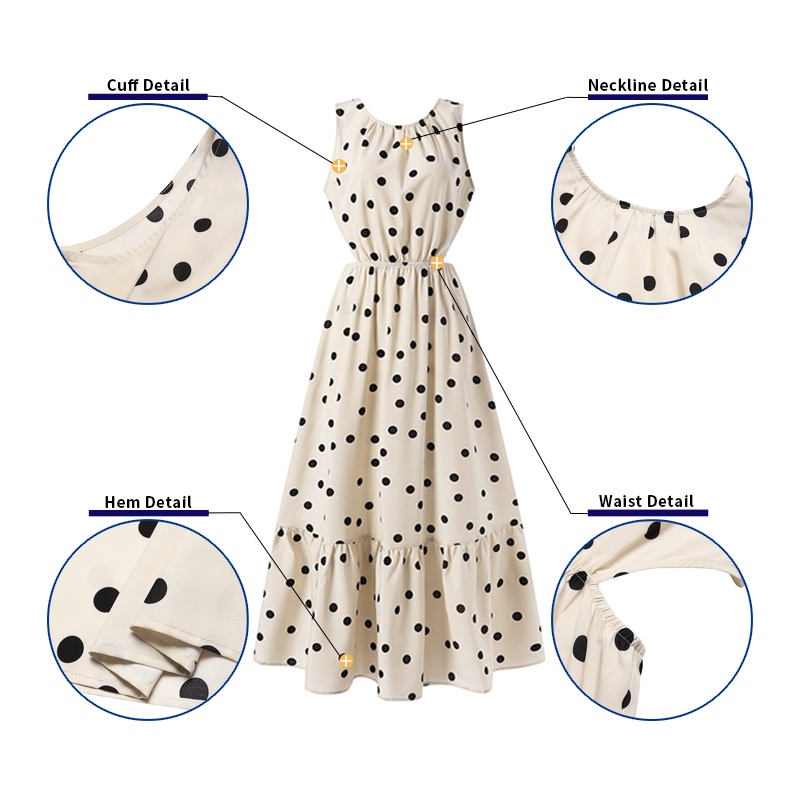 Đầm chữ A ZANZEA họa tiết chấm bi cổ tròn thời trang Châu Âu cho nữ