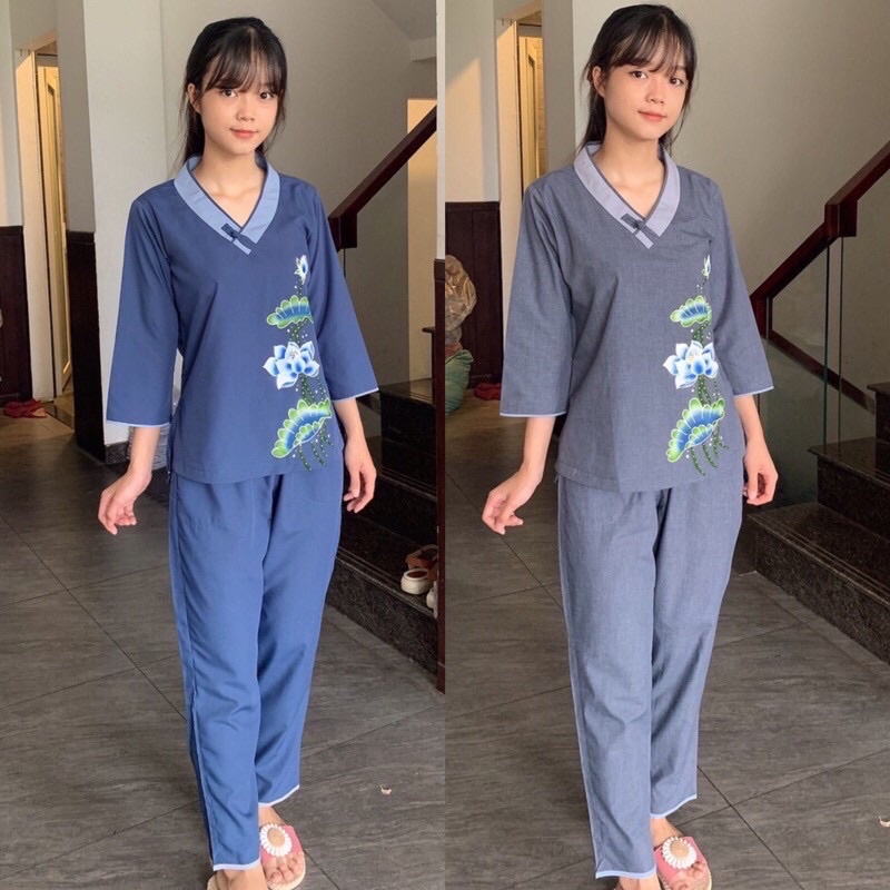 Đồ Lam Đi Chùa✅✅ Tim Bầu in ✅✅ đồ đi chùa 🌸đồ bộ