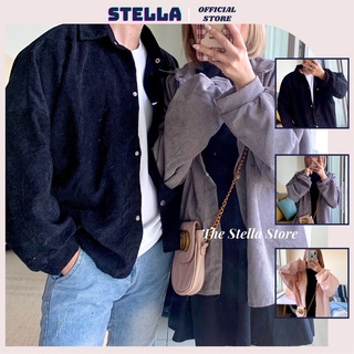 Áo sơ mi nhung gân form rộng unisex